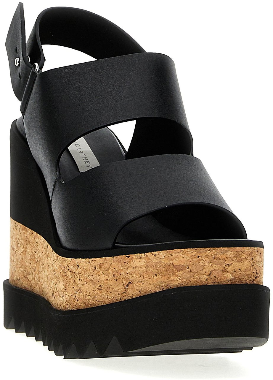 Stella McCartney Black Polyester Wedge Sandals Zwart