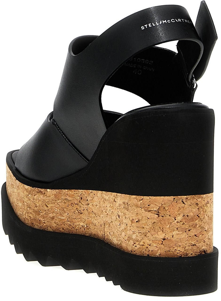 Stella McCartney Black Polyester Wedge Sandals Zwart