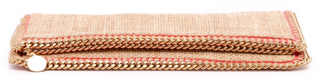 Stella McCartney Raffia Falabella Fold Over Clutch Bruin