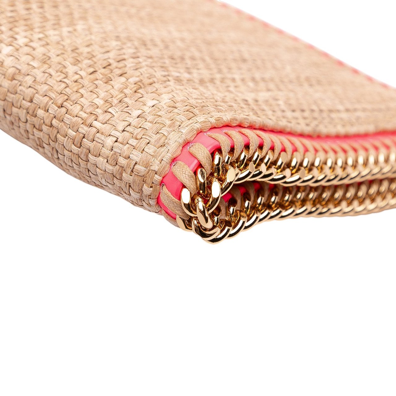 Stella McCartney Raffia Falabella Fold Over Clutch Bruin