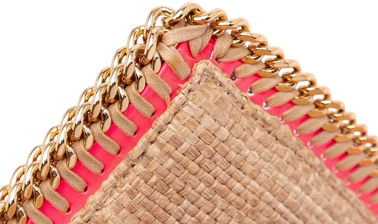 Stella McCartney Raffia Falabella Fold Over Clutch Bruin