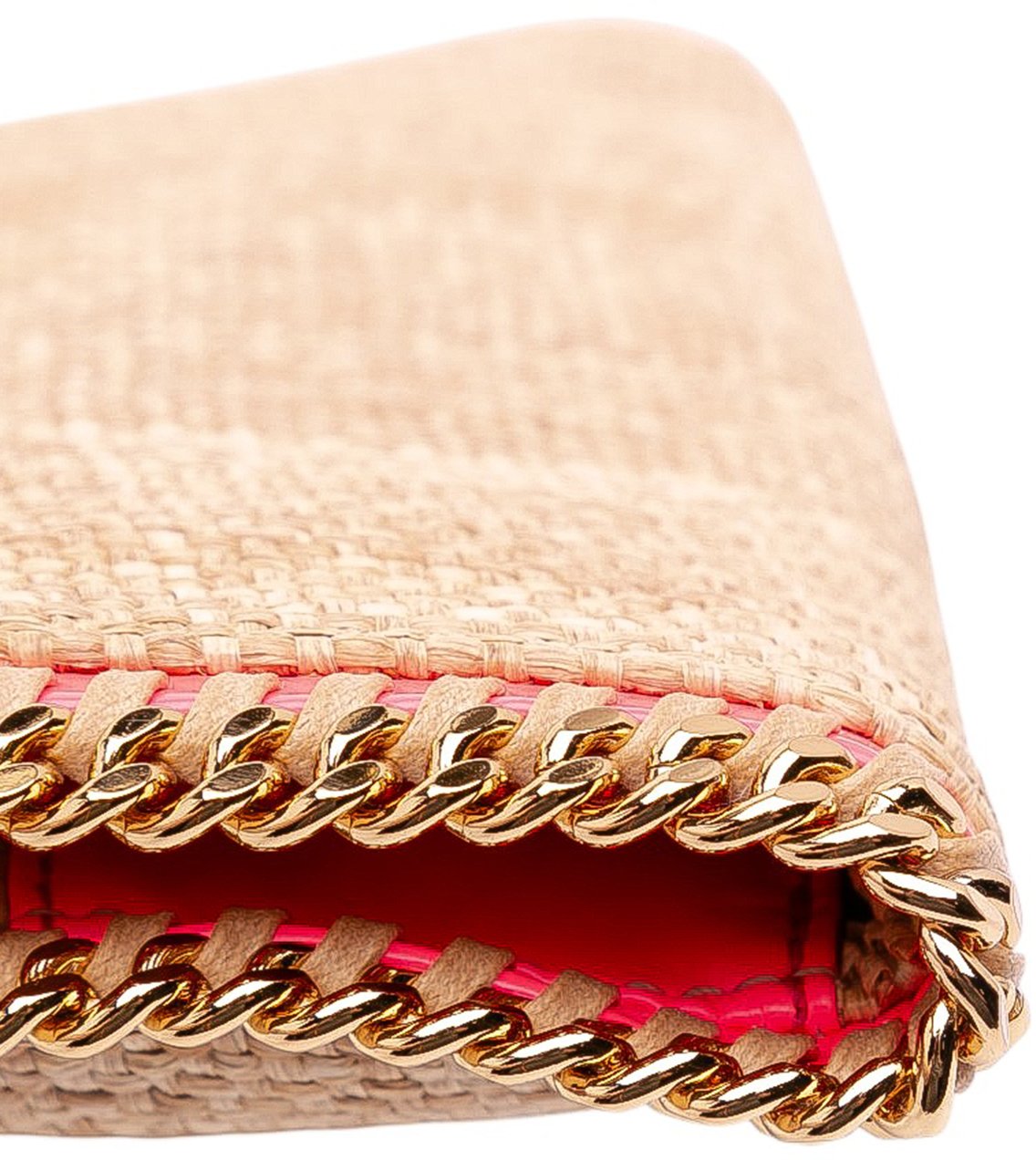 Stella McCartney Raffia Falabella Fold Over Clutch Bruin