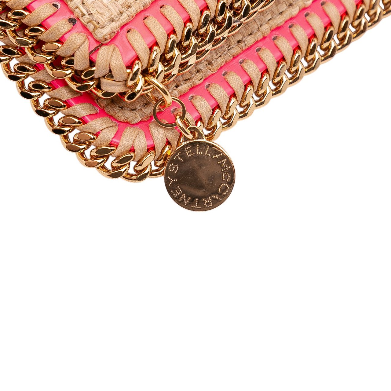 Stella McCartney Raffia Falabella Fold Over Clutch Bruin