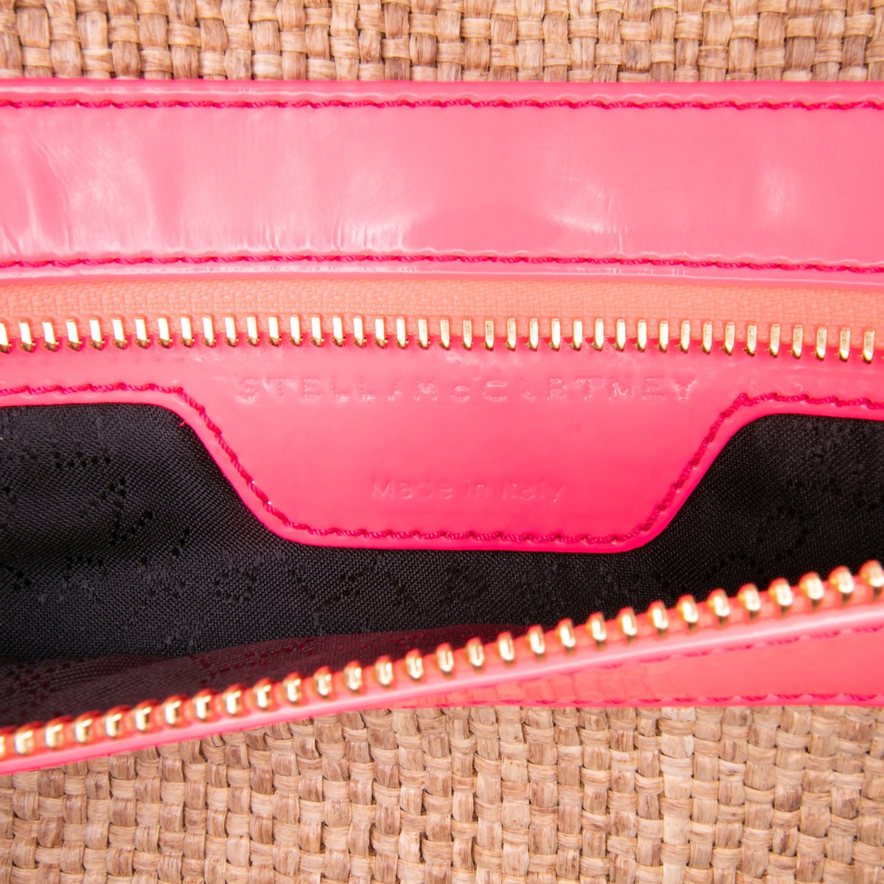 Stella McCartney Raffia Falabella Fold Over Clutch Bruin