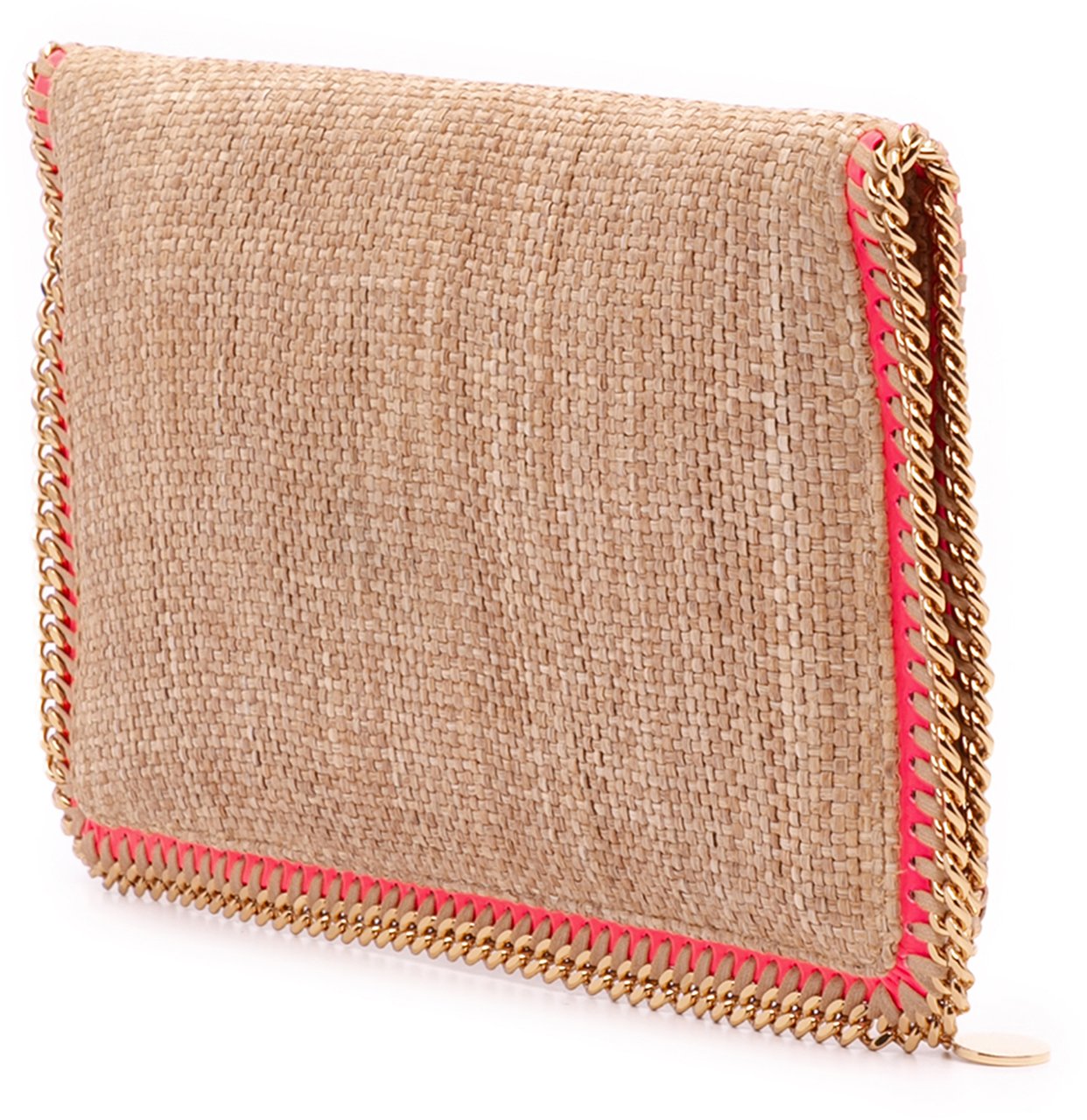 Stella McCartney Raffia Falabella Fold Over Clutch Bruin