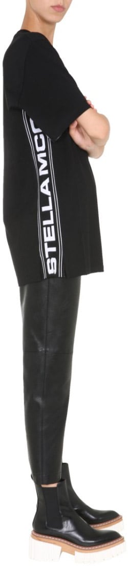 Stella McCartney Black Round Neck T-Shirt Zwart