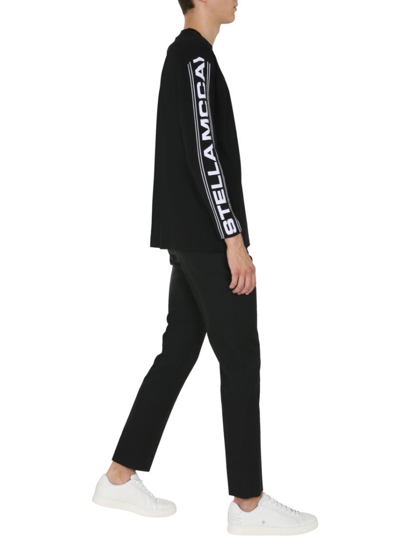 Stella McCartney Long-Sleeve Graphic Round Neck T-Shirt Zwart