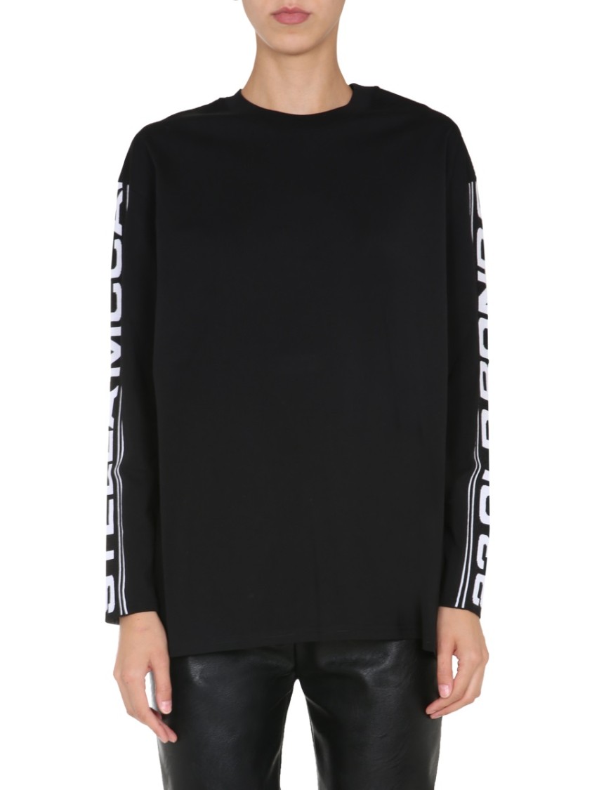 Stella McCartney Long-Sleeve Graphic Round Neck T-Shirt Zwart