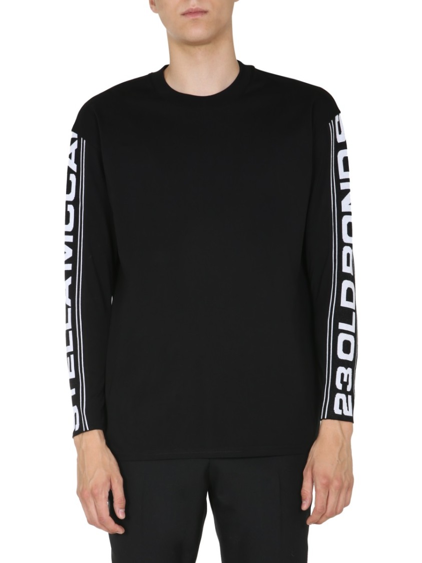 Stella McCartney Long-Sleeve Graphic Round Neck T-Shirt Zwart
