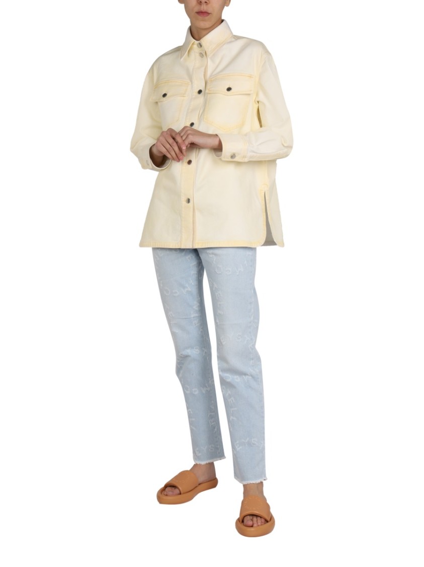 Stella McCartney Pointed Collar Denim Shirt Jacket Neutraal