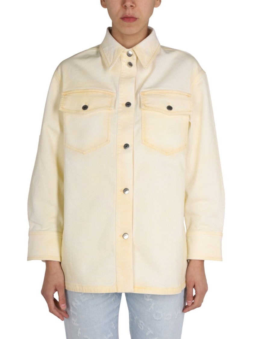 Stella McCartney Pointed Collar Denim Shirt Jacket Neutraal