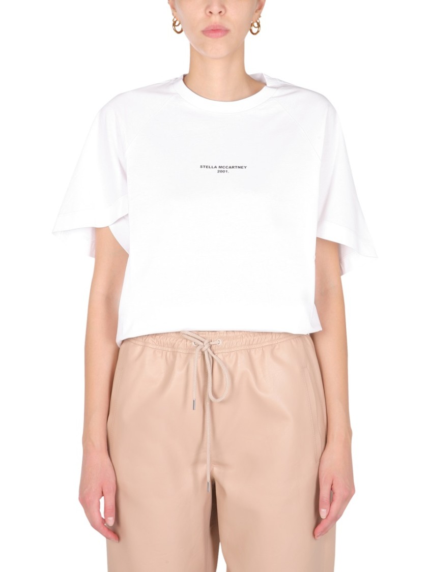 Stella McCartney Cropped Crew Neck T-Shirt Neutraal