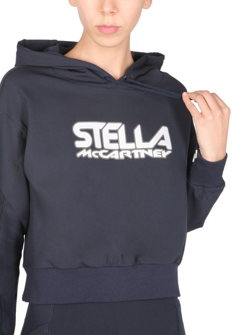 Stella McCartney Cropped Scuba Sweatshirt With Bold Logo Zwart