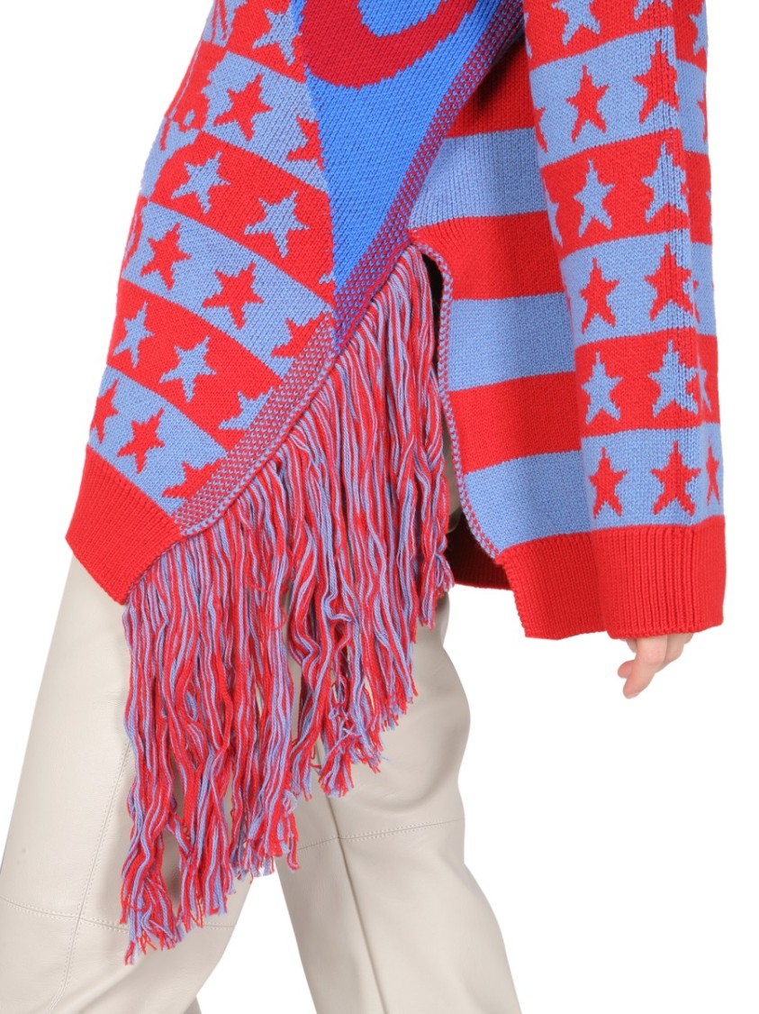 Stella McCartney Fringed Oversized Crew Neck Sweater Roze