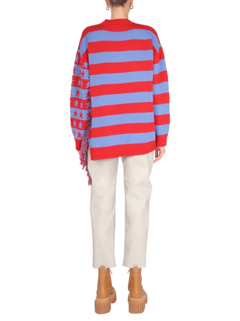 Stella McCartney Fringed Oversized Crew Neck Sweater Roze