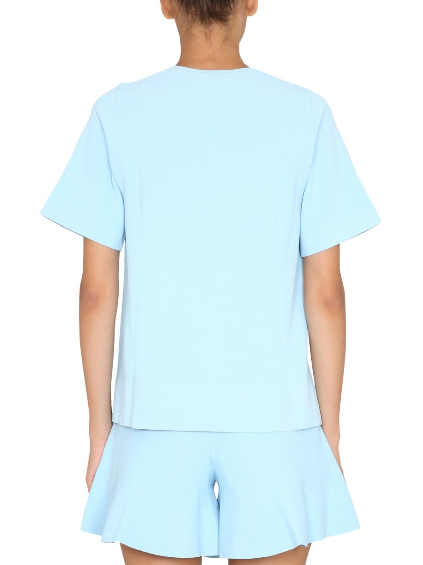 Stella McCartney T-Shirt With Asymmetrical Hemline Blauw
