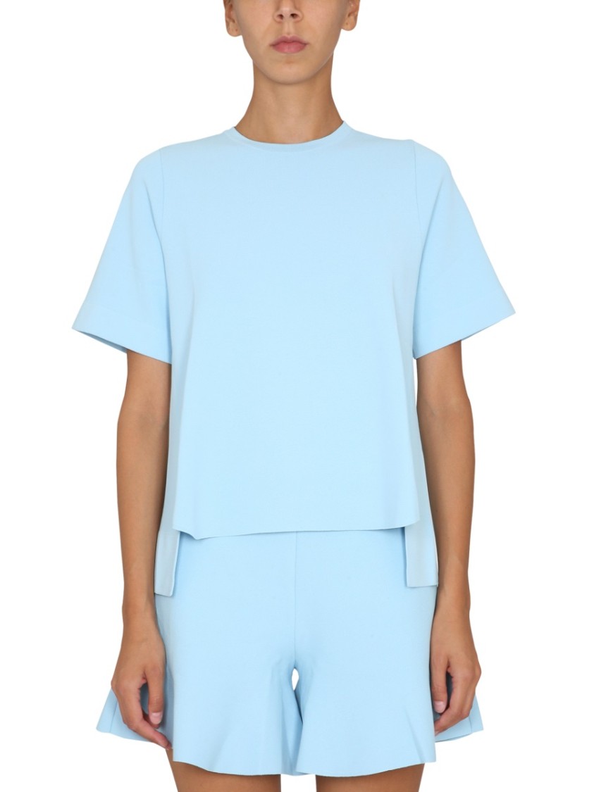 Stella McCartney T-Shirt With Asymmetrical Hemline Blauw