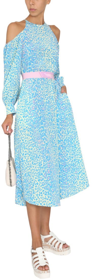 Stella McCartney Midi Dress With Animal Print Blauw