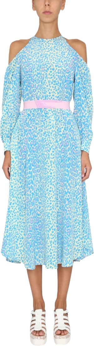 Stella McCartney Midi Dress With Animal Print Blauw
