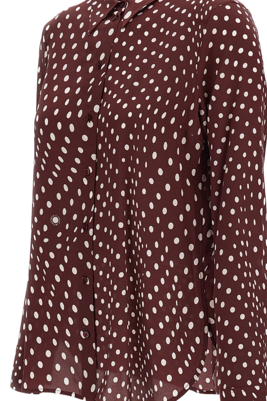 Stella McCartney Bordeaux Polkadots Printed Silk Shirt Maroon