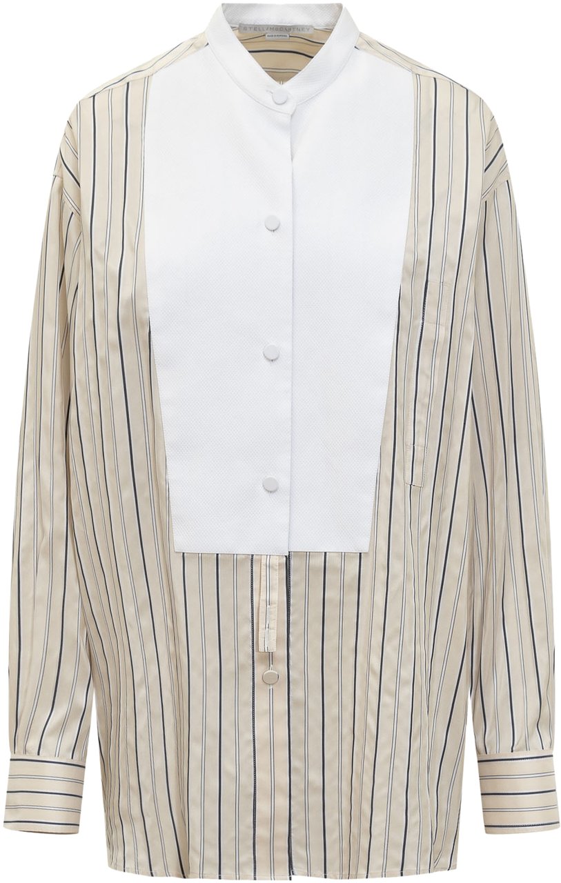 Stella McCartney Camicia Maxi con Motivo Righe Beige
