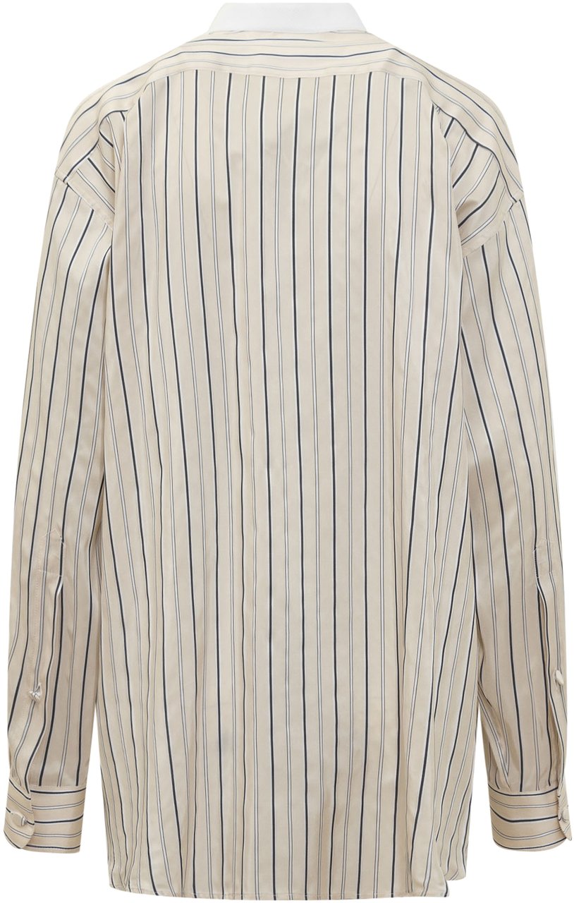 Stella McCartney Camicia Maxi con Motivo Righe Beige
