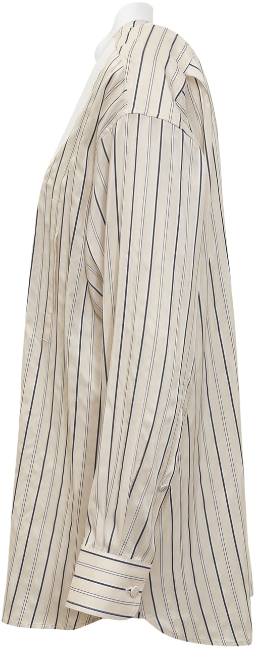 Stella McCartney Camicia Maxi con Motivo Righe Beige
