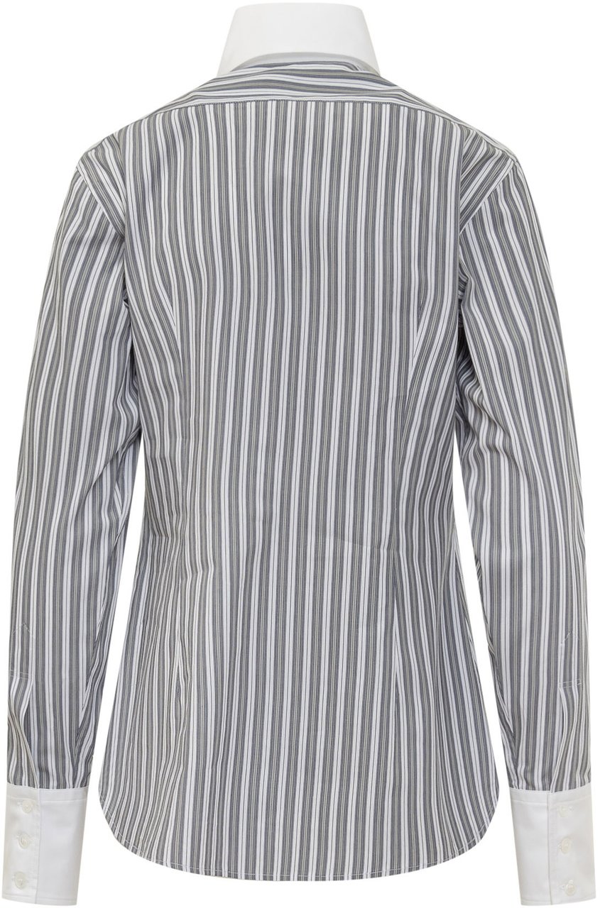 Stella McCartney Camicia a Righe con Colletto a Contrasto Lichtgrijs