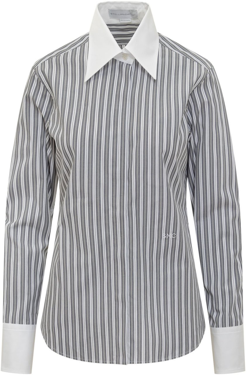 Stella McCartney Camicia a Righe con Colletto a Contrasto Lichtgrijs