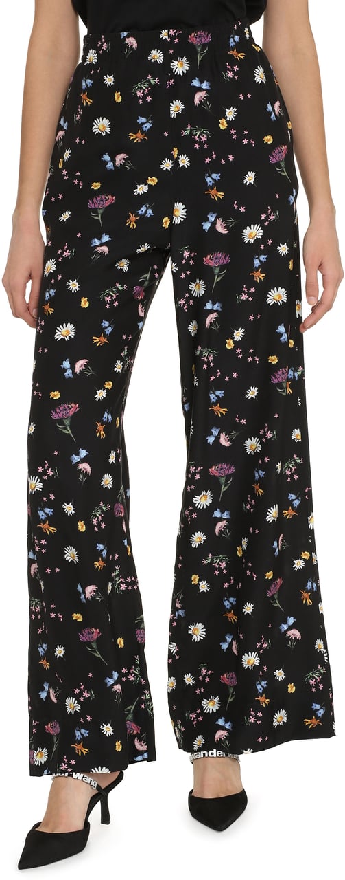 Stella McCartney Printed silk pants Zwart