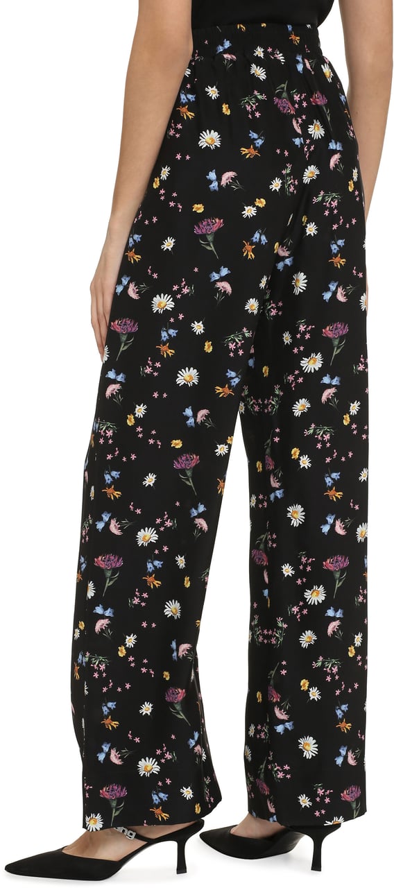 Stella McCartney Printed silk pants Zwart