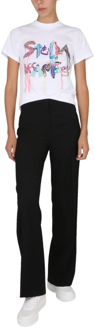 Stella McCartney High-Waisted Black Wide-Leg Pants Zwart