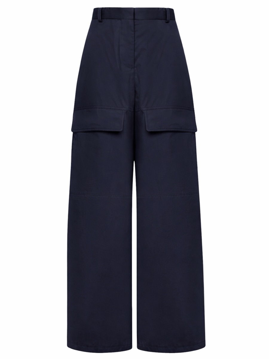 Stella McCartney High-Waist Wide-Leg Cotton Cargo Pants Zwart