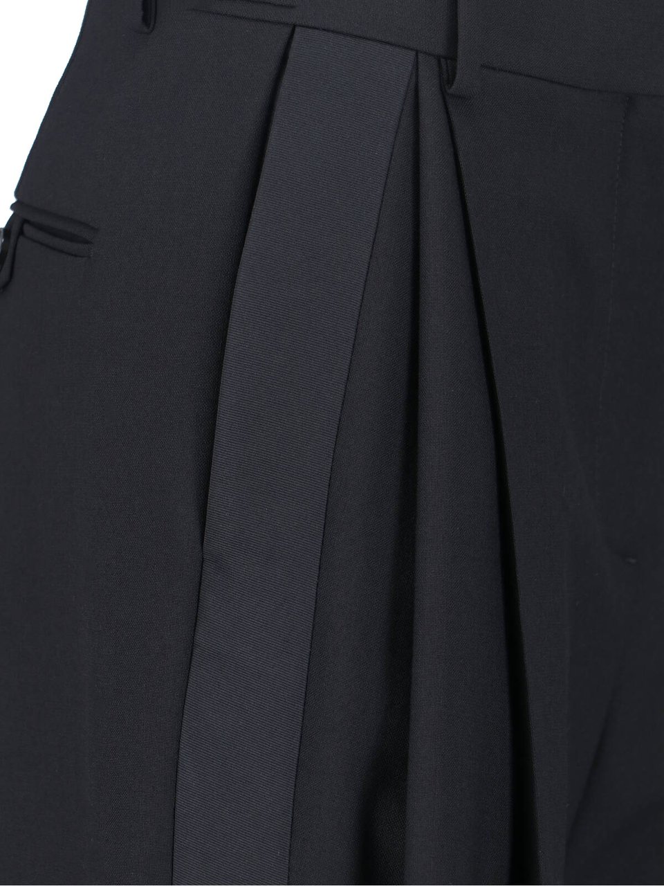 Stella McCartney Black Tailored Wool Satin Stripe Trousers Zwart