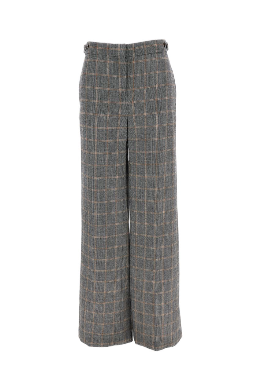 Stella McCartney Checked Wool Straight-Leg Trousers With Tailored Mid-Rise Fit Grijs