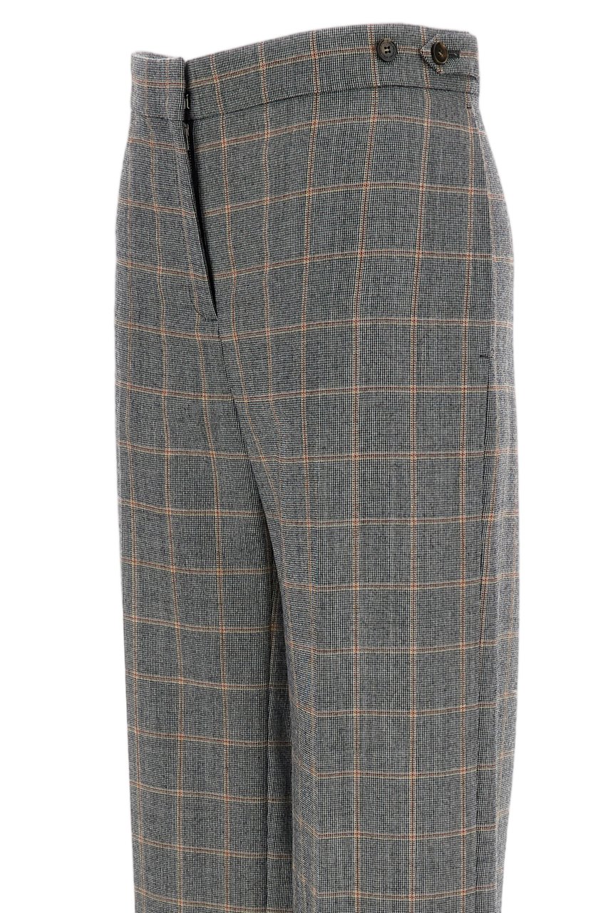 Stella McCartney Checked Wool Straight-Leg Trousers With Tailored Mid-Rise Fit Grijs