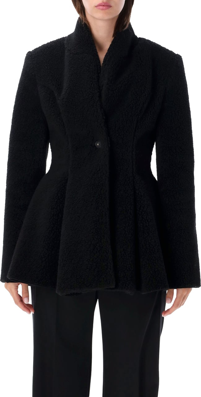 Stella McCartney Waisted Plush Coat Nero Zwart