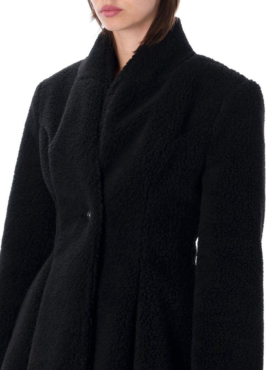 Stella McCartney Waisted Plush Coat Nero Zwart