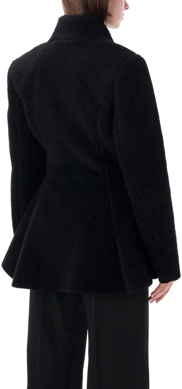 Stella McCartney Waisted Plush Coat Nero Zwart