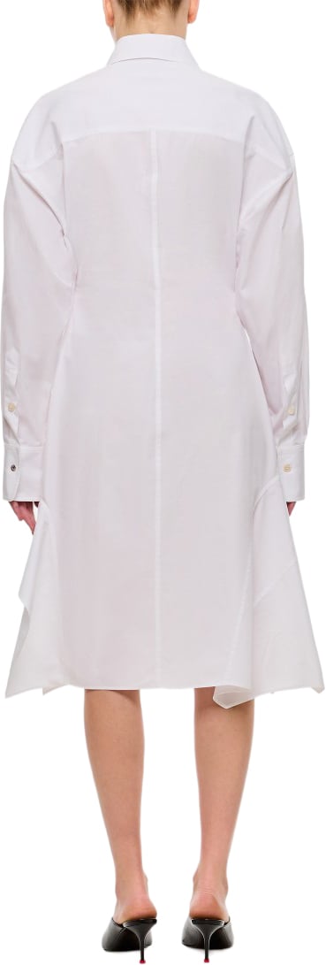 Stella McCartney Asymmetrical Hem Cotton Shirt Dress with Concealed Front Closure Wit