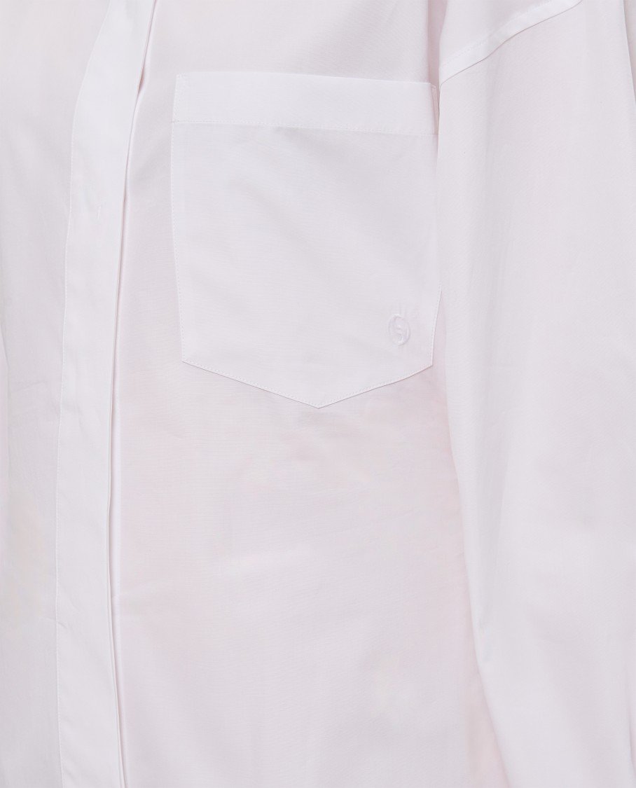 Stella McCartney Asymmetrical Hem Cotton Shirt Dress with Concealed Front Closure Wit