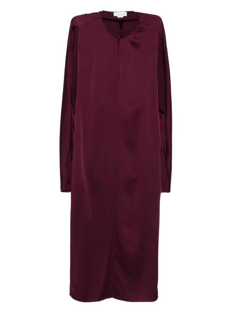 Stella McCartney Burgundy Acetate-Blend Keyhole Midi Dress Zwart
