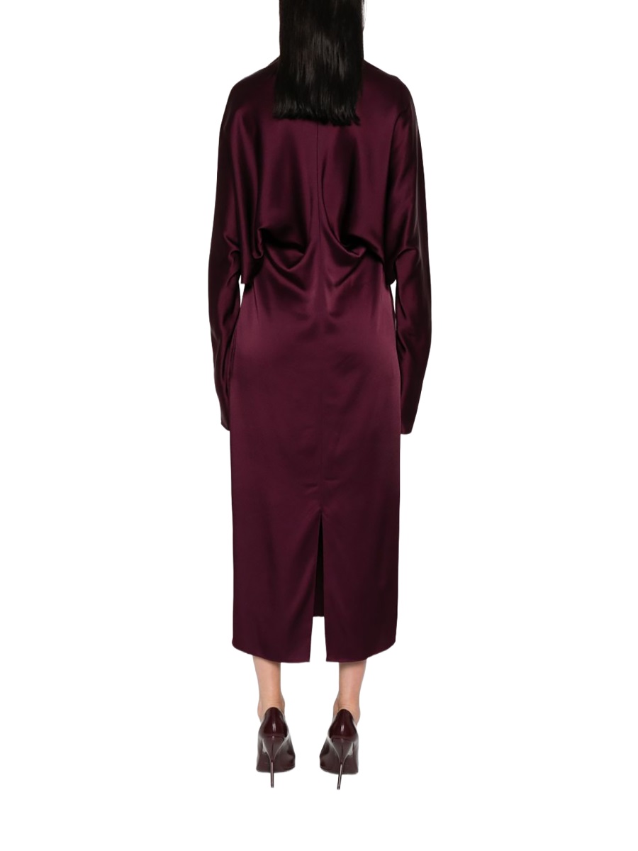 Stella McCartney Burgundy Acetate-Blend Keyhole Midi Dress Zwart