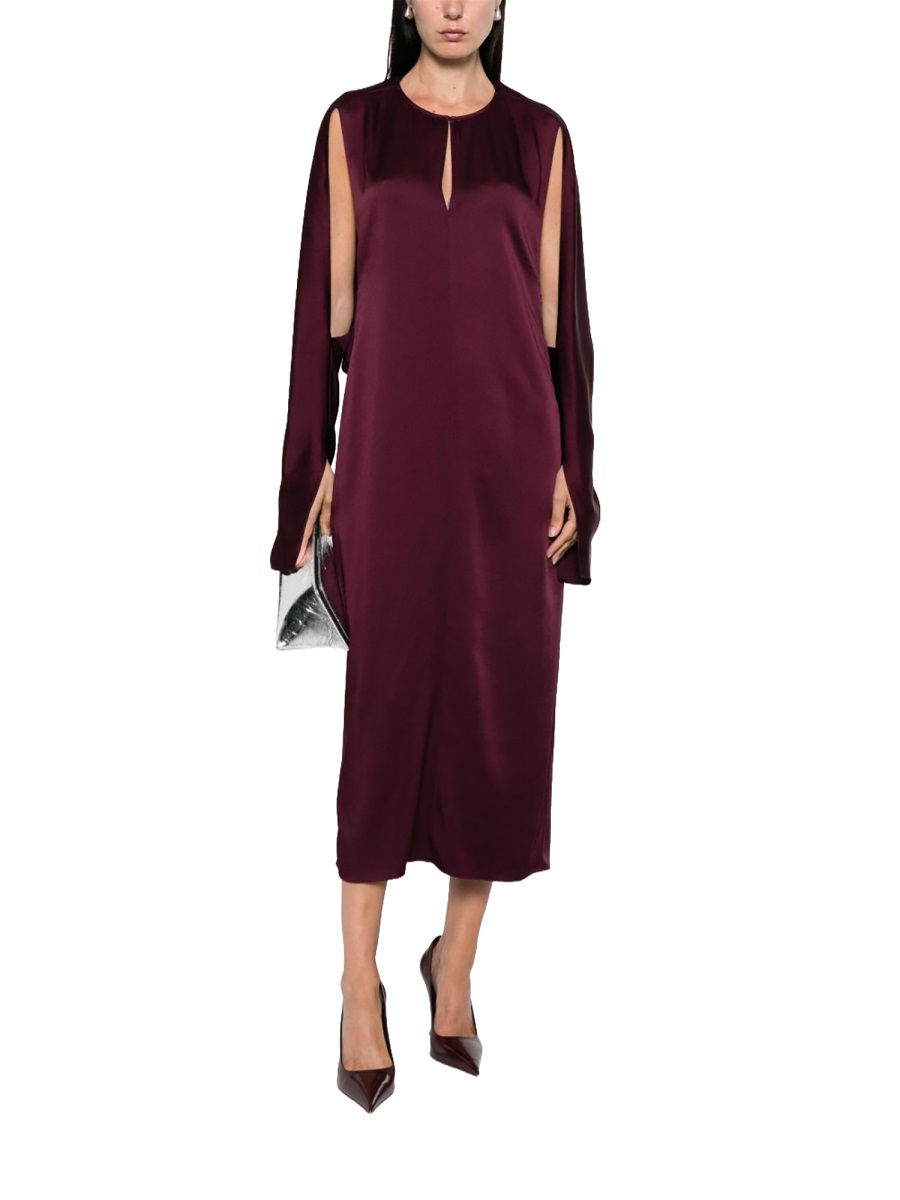 Stella McCartney Burgundy Acetate-Blend Keyhole Midi Dress Zwart