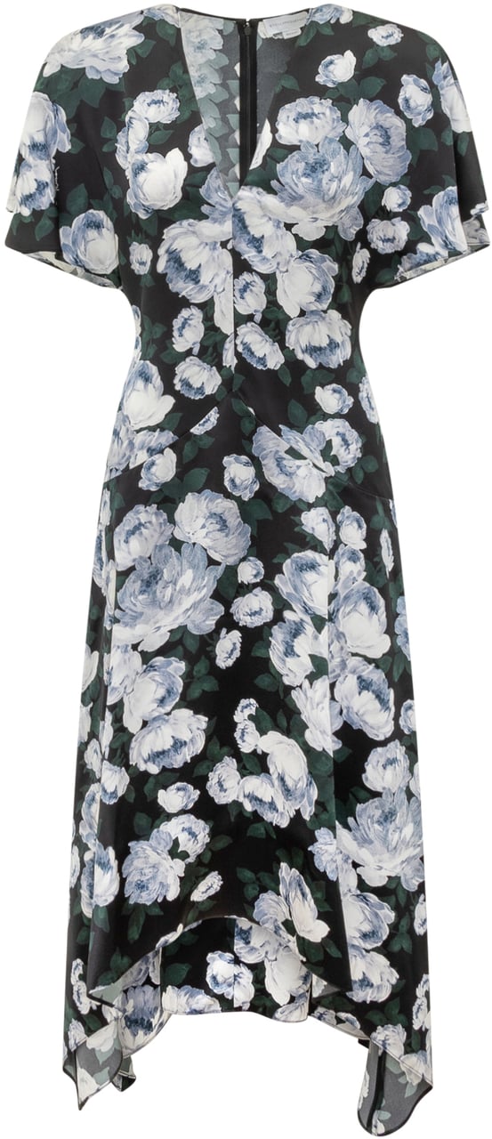 Stella McCartney Abito Midi Floreale Asimmetrico Zwart