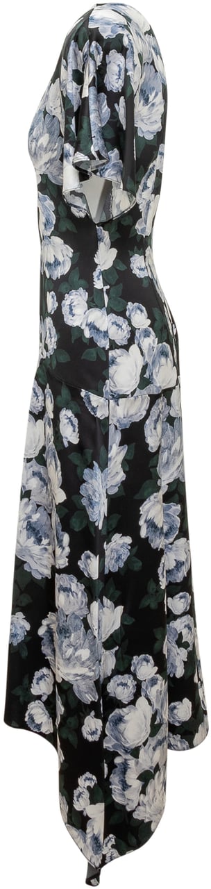 Stella McCartney Abito Midi Floreale Asimmetrico Zwart