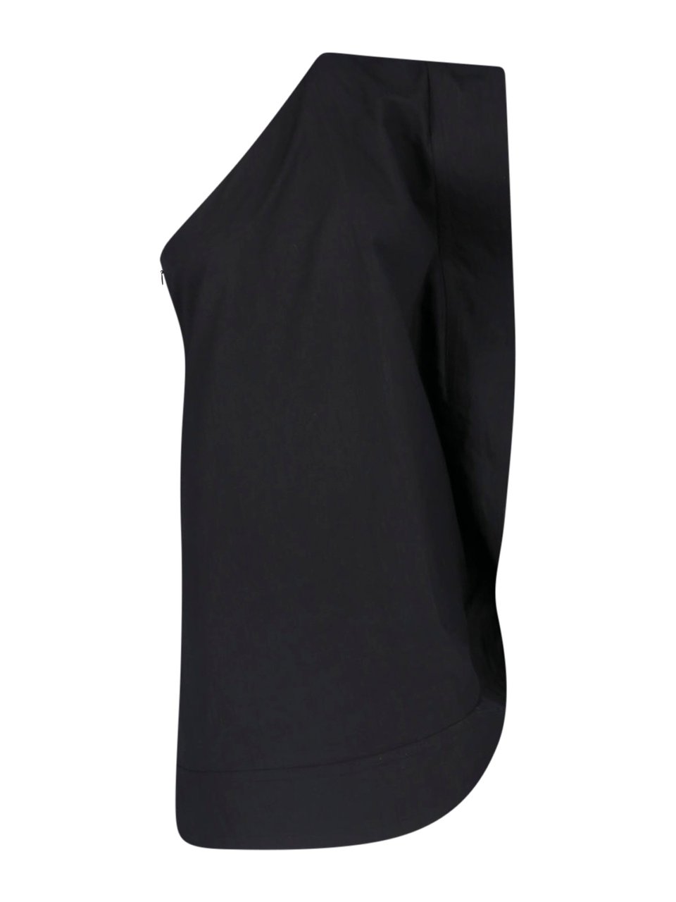 Stella McCartney Black Asymmetrical One-Shoulder Cotton Dress Zwart