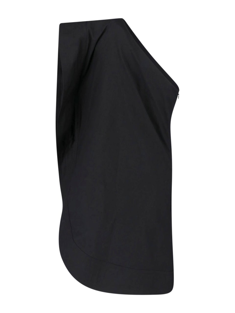 Stella McCartney Black Asymmetrical One-Shoulder Cotton Dress Zwart