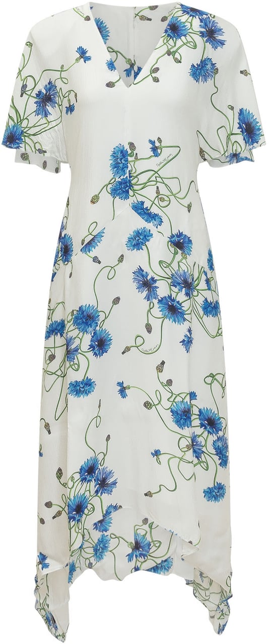 Stella McCartney Abito con Scollo a V e Stampa Floreale Wit