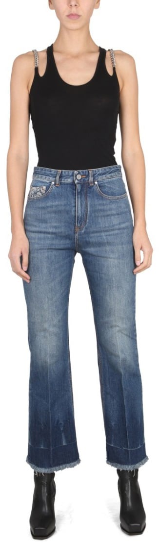 Stella McCartney Cropped Flared Jeans In Denim Blauw